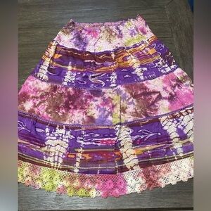 NEW CHAUDRY KC CHAUDRY Women's Crochet Trim Bohemian Peasant Skirt 
Size L